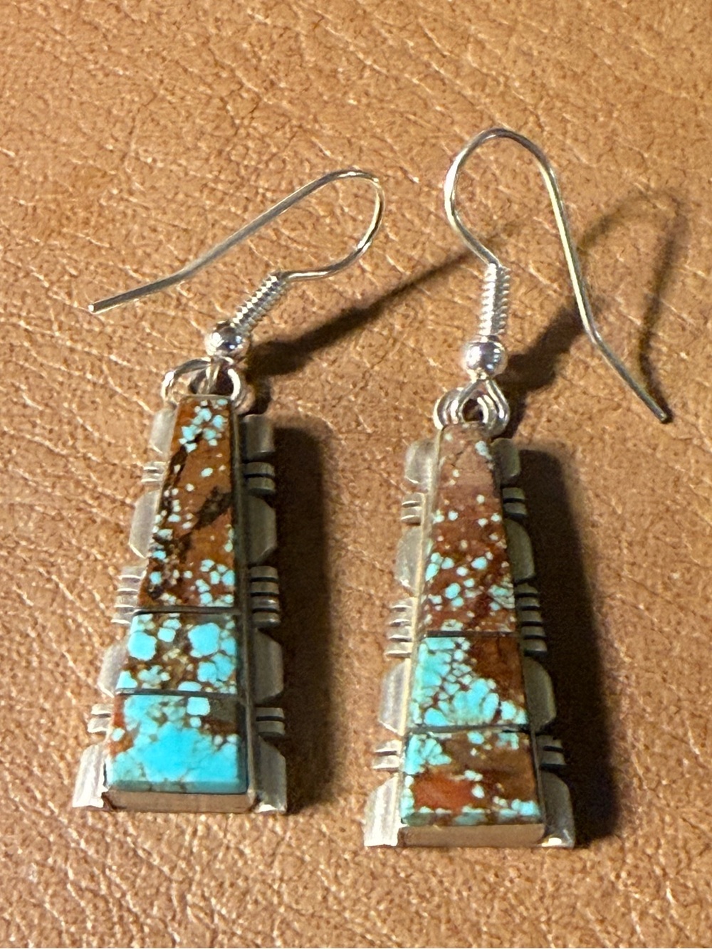 Native American Steve Francisco inlay Number 8 dangles